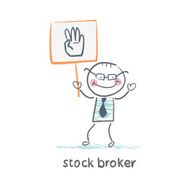 Stock broker holding a sign with his hand N5