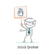 Stock broker holding a sign with his hand N6