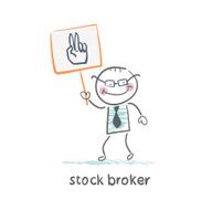 Stock broker holding a sign with his hand N7