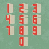 3D Number set with grunge