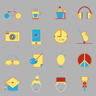 Teenage color icons on gray background