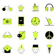 Teenage icons of green and black color