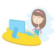 Happy Girl Using Computer
