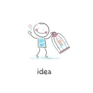 Idea caught in a cage illustration