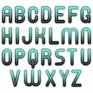 blue glossy shiny bubble fonts