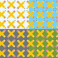 Seamless background set with crossed pencil symbol