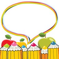 Cartoon cute pencil back to school card with text bubble