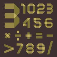 Font from greenish scotch tape - Arabic numerals