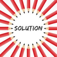 Solution word with pencil background stock vector