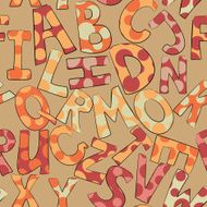 funny dotted letters on brown background seamless pattern N2