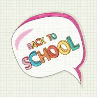 Back to school speech bubble over grid sheet illustration