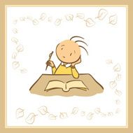 School boy studying vector illustration N2
