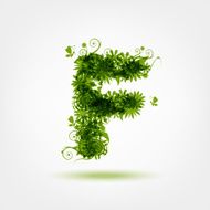 Green eco letter F for your design