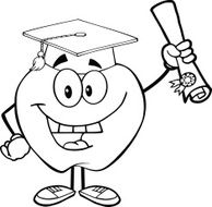 Black and White Apple Graduate Holding A Diploma
