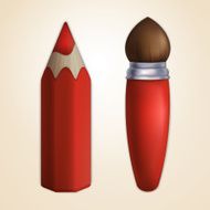 Cartoon paintbrush and pencil N2