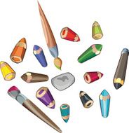 Pencils and brushes