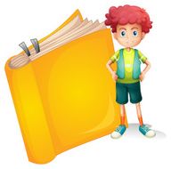Young curly boy and a big book N2