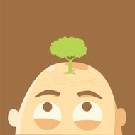 Tree on Glabrous head global warming concept