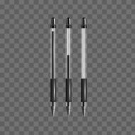 Set of vector transparent black gel pens