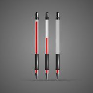 Set of vector transparent red gel pens