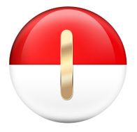 Button I in red glossy sphere