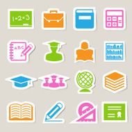 Sticker Education icons set