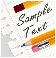 Pencils &amp; paper in line with text