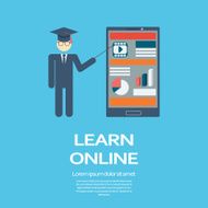 Online learning education infographic template with electronic technology devices and N2