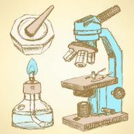 Sketch microscope in vintage style
