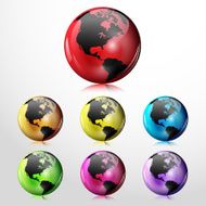 Set of vector globe glass icons N4
