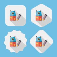 Pencil sharpener flat icon with long shadow eps10 N32