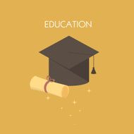 Graduation cap and diploma Vector illustration