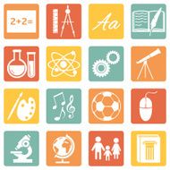 Vector Set of School Subjects Icons N8