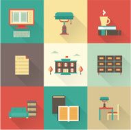 vector flat library icons N3