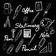 Stationery drawing office icons set N2