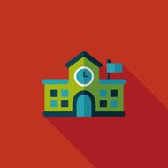 Building school flat icon with long shadow eps10 N116