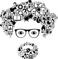 Human face and science icons