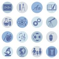 Vector Set of School Subjects Icons N9