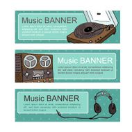 Vector abstract retro hand drawn set of tree music background