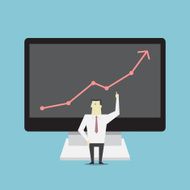 Businessman presentation with chart on monitor - Vector N3