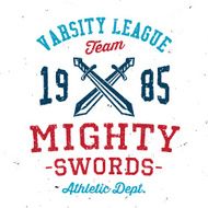 Vintage mighty swords varsity apparel design