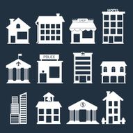 White flat vector buildings set