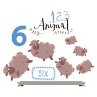 Children alphabet of animals and figures Number six Vector illustration