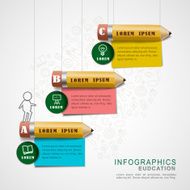 education infographic design with pencils and note papers