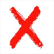 X - Red handwritten letter on white background N19