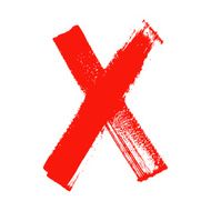 X - Red handwritten letter on white background N20
