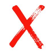 X - Red handwritten letter on white background N21