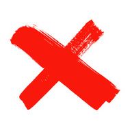 X - Red handwritten letter on white background N22