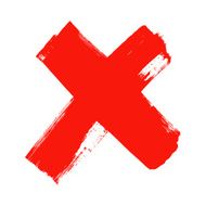 X - Red handwritten letter on white background N23