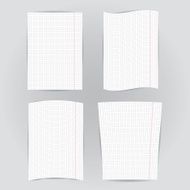 set checkered notebook paper on gray background vector